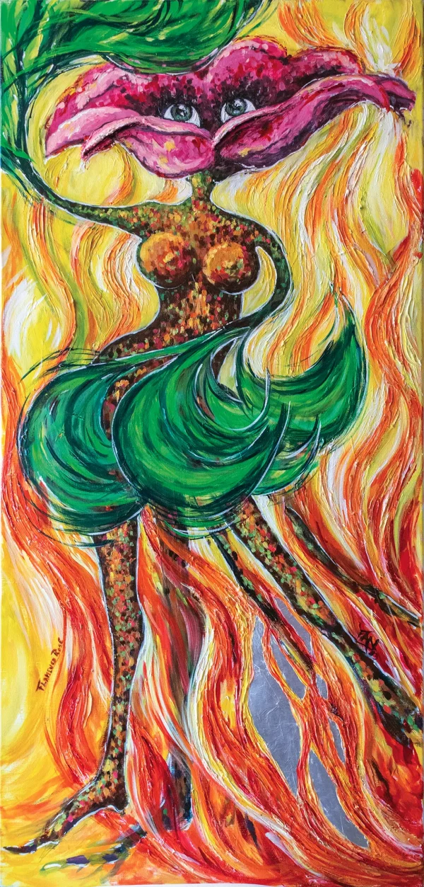 Rosa Rose Flamenco, acrylic on canvas in Grasse (06)